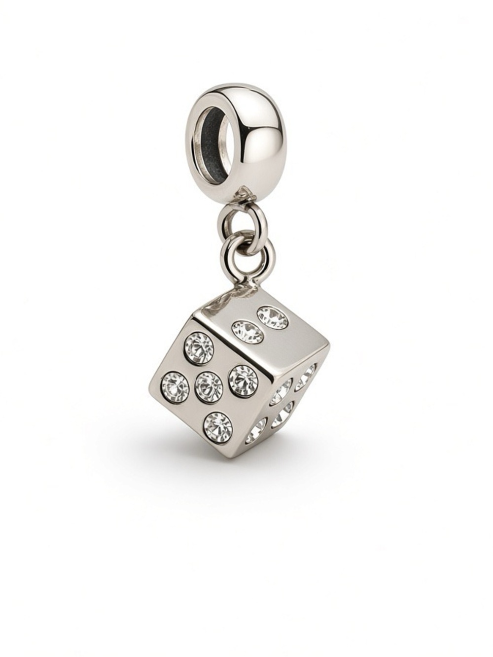 Silver Rhinestone Dice / Die Charm – Pandora Compatible